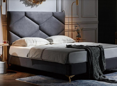 Schlofzëmmer Set Bett + 2x Nuetsdëscher 3 Deeler. Nuetsdësch Miwwel Luxus Hotel Samt